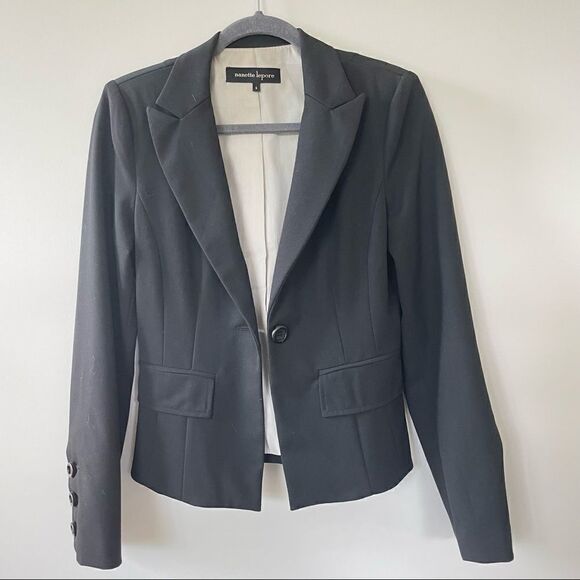 Nanette Lepore Boxy Tailored Black Blazer w/ Shoulder Pads - Picture 11 of 13